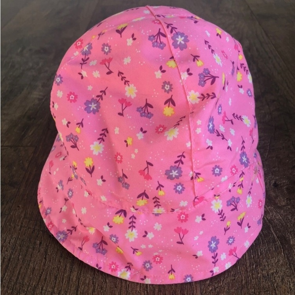 Wonder Nation Reversible Sun Hat Bucket Style Pink And Peach, One Size, Toddlers